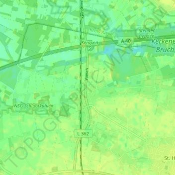 Topografische Karte Voesch, Höhe, Relief