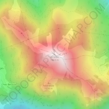 Topografische Karte Le Môle, Höhe, Relief
