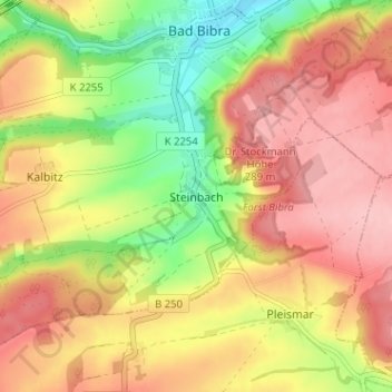 Topografische Karte Steinbach, Höhe, Relief