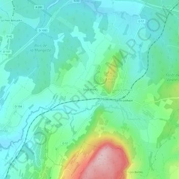 Topografische Karte Sous Mont, Höhe, Relief