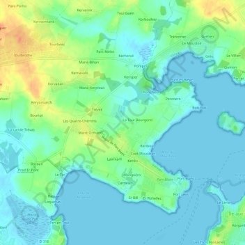 Topografische Karte Bourgerel, Höhe, Relief