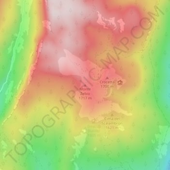 Topografische Karte Monte Zebio, Höhe, Relief