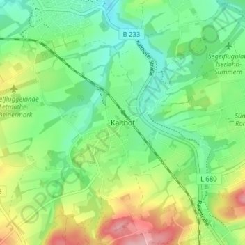 Topografische Karte Kalthof, Höhe, Relief
