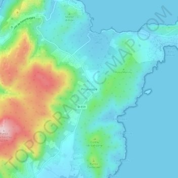 Topografische Karte Piccovaggia, Höhe, Relief