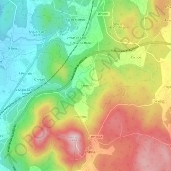 Topografische Karte Bascuas, Höhe, Relief