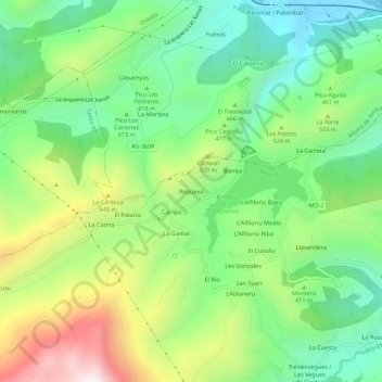 Topografische Karte Requexo, Höhe, Relief
