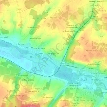 Topografische Karte Les Rogareaux, Höhe, Relief