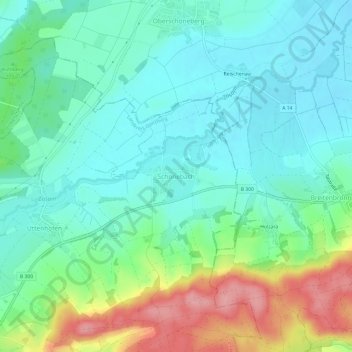 Topografische Karte Schönebach, Höhe, Relief