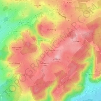 Topografische Karte Starkenhofen, Höhe, Relief