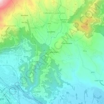 Topografische Karte Sant'Anna Boschi, Höhe, Relief