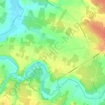 Topografische Karte Cornu, Höhe, Relief