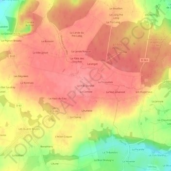 Topografische Karte La Ville Durand, Höhe, Relief