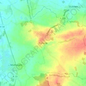 Topografische Karte Eichede, Höhe, Relief