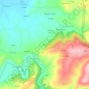 Topografische Karte A Cal, Höhe, Relief