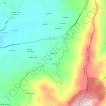 Topografische Karte Vilaxuste, Höhe, Relief