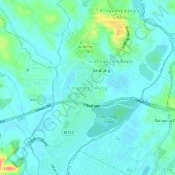 Topografische Karte Kampung Ladang, Höhe, Relief