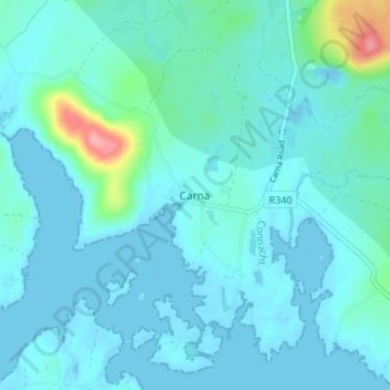 Topografische Karte Carna, Höhe, Relief