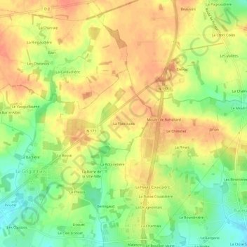 Topografische Karte La Platrouais, Höhe, Relief