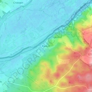 Topografische Karte Raduhn, Höhe, Relief