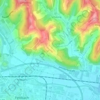 Topografische Karte Konixberg, Höhe, Relief