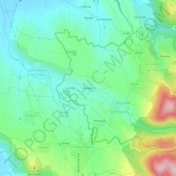 Topografische Karte Vinzelles, Höhe, Relief