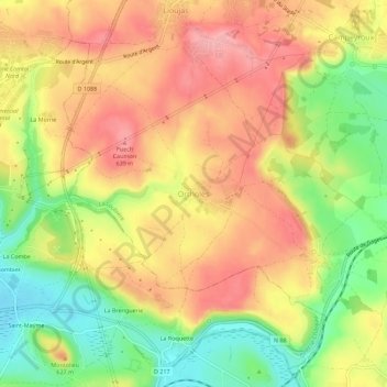 Topografische Karte Ortholès, Höhe, Relief