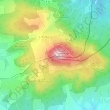 Topografische Karte Köterberg, Höhe, Relief