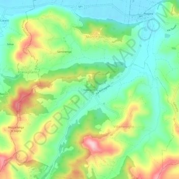 Topografische Karte Vallegioliti, Höhe, Relief