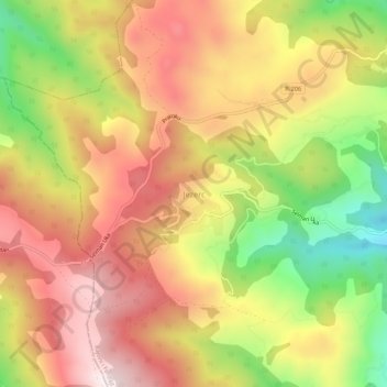 Topografische Karte Jezerc, Höhe, Relief