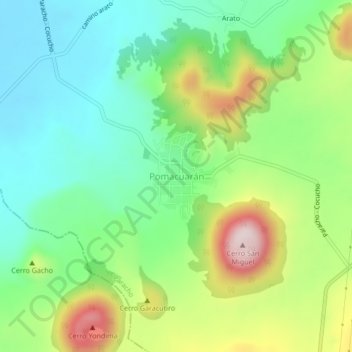 Topografische Karte Pomacuarán, Höhe, Relief