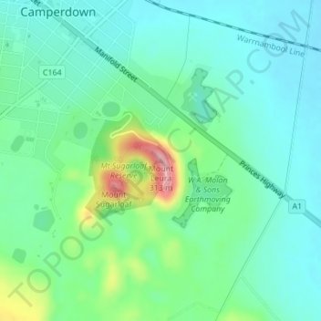 Topografische Karte Mount Leura, Höhe, Relief