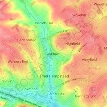Topografische Karte Old Town, Höhe, Relief