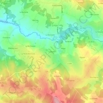 Topografische Karte La Jalade, Höhe, Relief