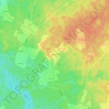 Topografische Karte Peylahon, Höhe, Relief