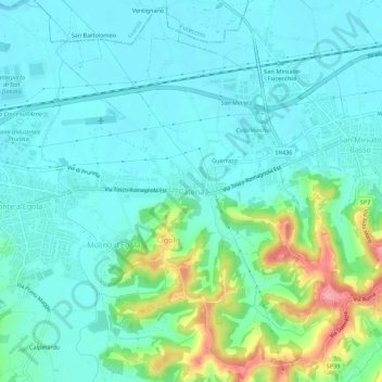 Topografische Karte Catena, Höhe, Relief