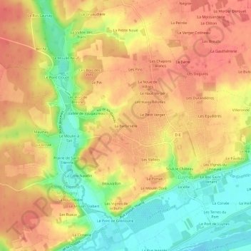 Topografische Karte La Barbinière, Höhe, Relief