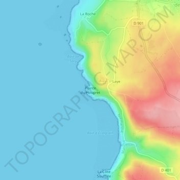 Topografische Karte Pointe du Houpret, Höhe, Relief