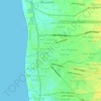 Topografische Karte Ampenan Tengah, Höhe, Relief