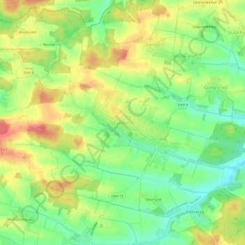Topografische Karte Tandern, Höhe, Relief