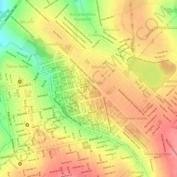 Topografische Karte Pinha, Höhe, Relief