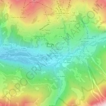 Topografische Karte Les Usclas, Höhe, Relief