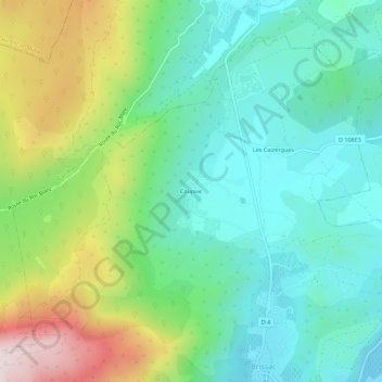 Topografische Karte Coupiac, Höhe, Relief