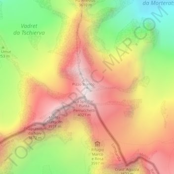 Topografische Karte Piz Bernina, Höhe, Relief