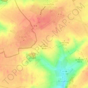 Topografische Karte Le Lièvre Mort, Höhe, Relief