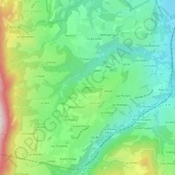 Topografische Karte Comberlin, Höhe, Relief