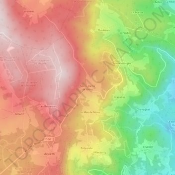 Topografische Karte Notre-Dame de Mons, Höhe, Relief