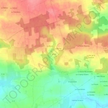 Topografische Karte Le Val, Höhe, Relief