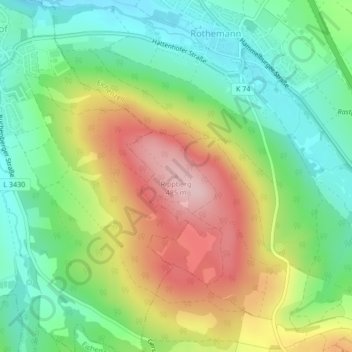 Topografische Karte Rippberg, Höhe, Relief