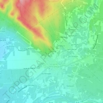 Topografische Karte La Paillonne, Höhe, Relief