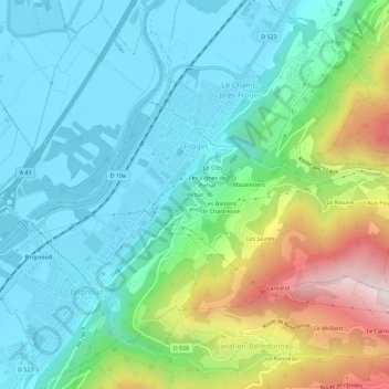 Topografische Karte Pichat, Höhe, Relief